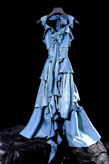 Niulatu High Low Irregular Spaghetti Straps Ice Blue Short Birthday Dresses Birthday Outfit SD495